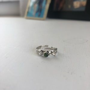 Silver & Emerald Adjustable Ring